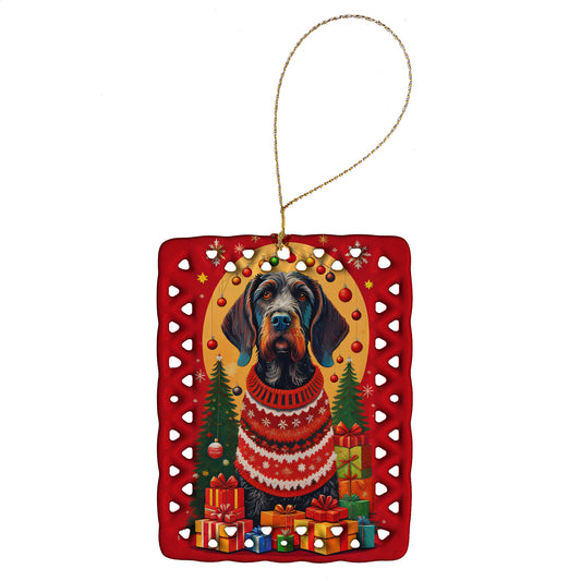 Buy this German Wirehaired Pointer Holiday Christmas Porcelain Ornament