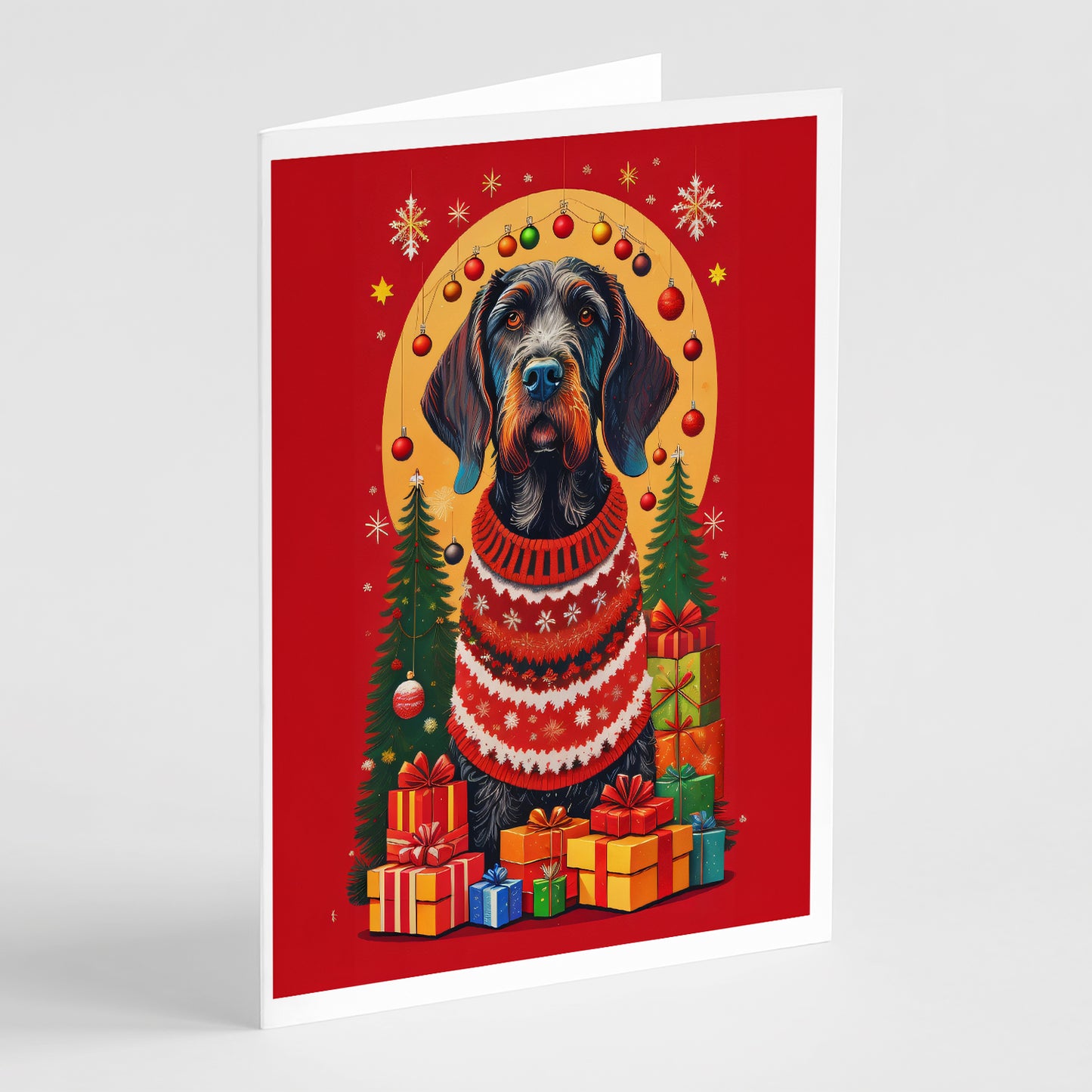 Buy this German Wirehaired Pointer Holiday Christmas Greeting Cards Pack of 8