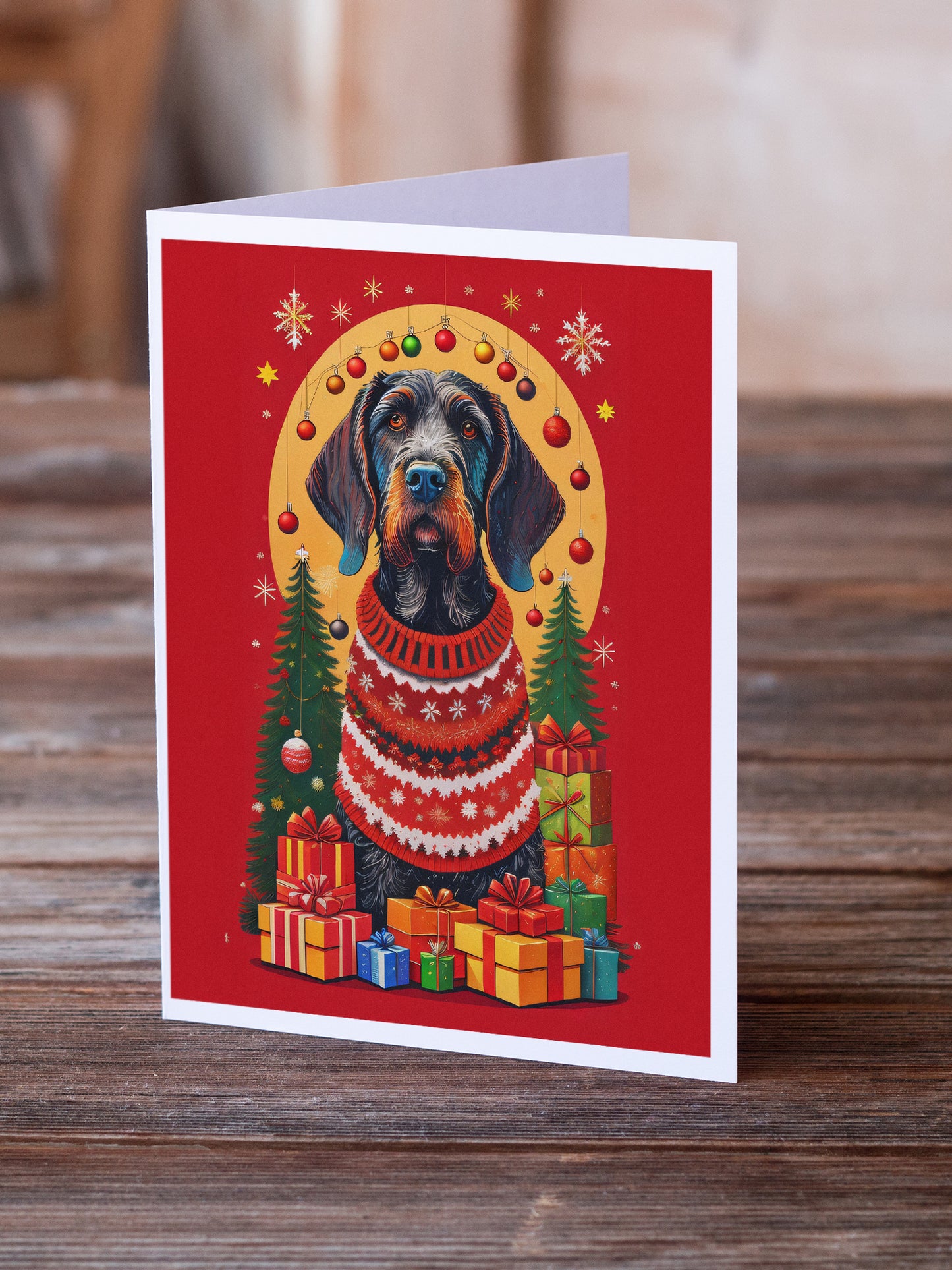 German Wirehaired Pointer Holiday Christmas Greeting Cards Pack of 8
