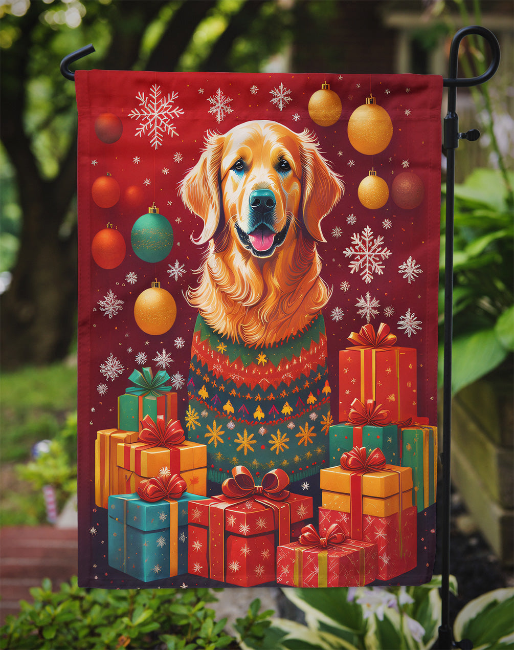 Golden Retriever Holiday Christmas Garden Flag