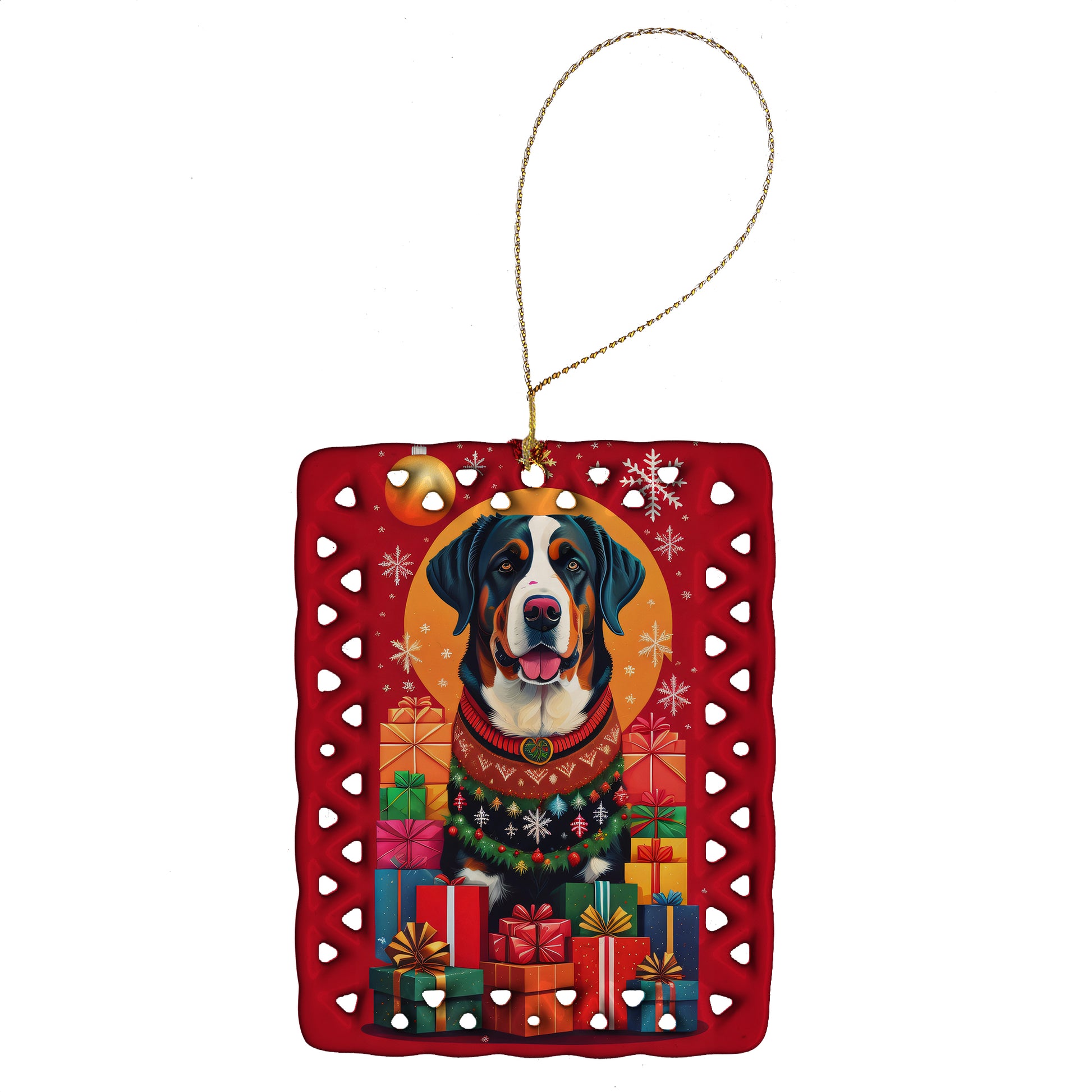 Buy this Greater Swiss Mountain Dog Holiday Christmas Porcelain Ornament