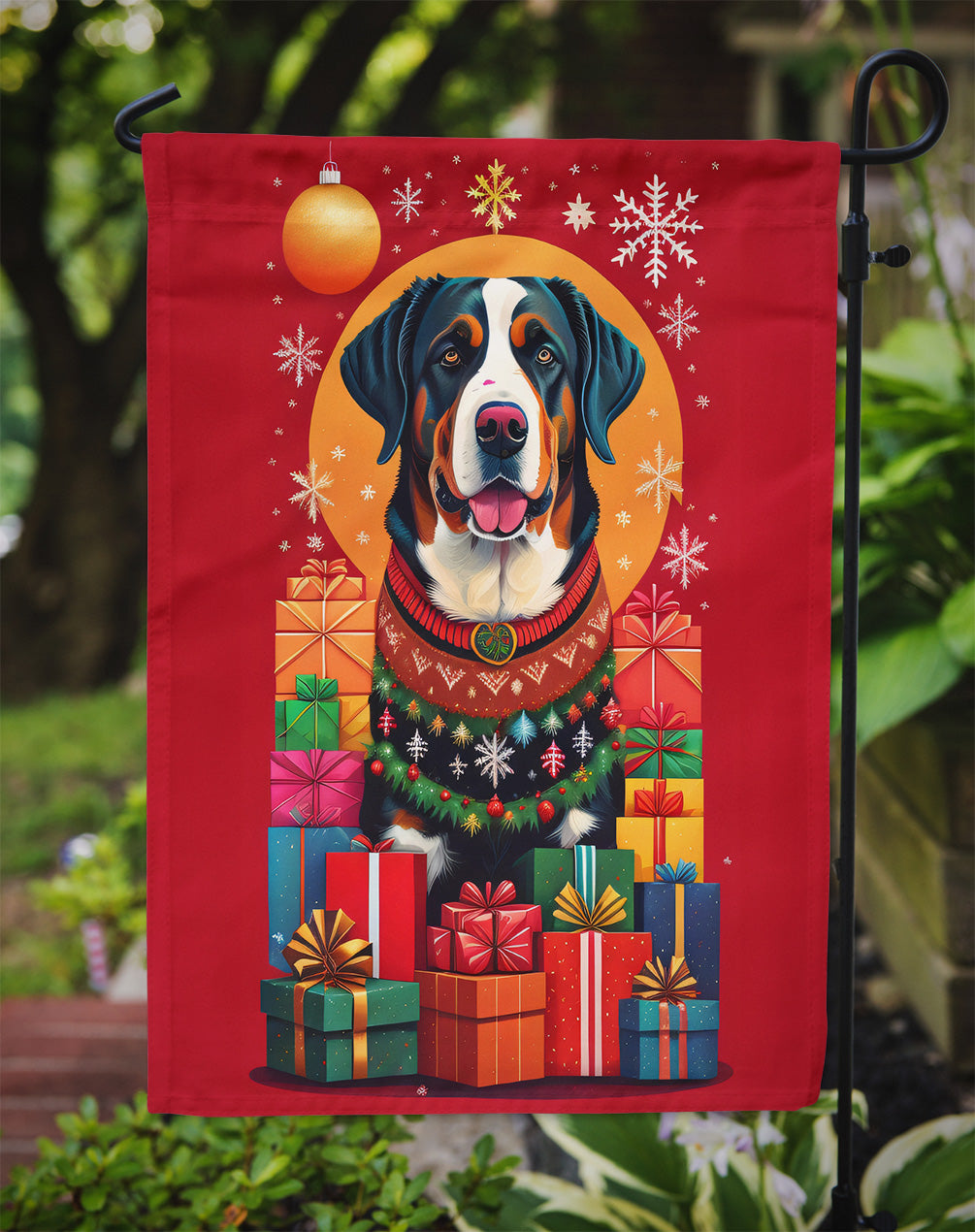 Greater Swiss Mountain Dog Holiday Christmas Garden Flag