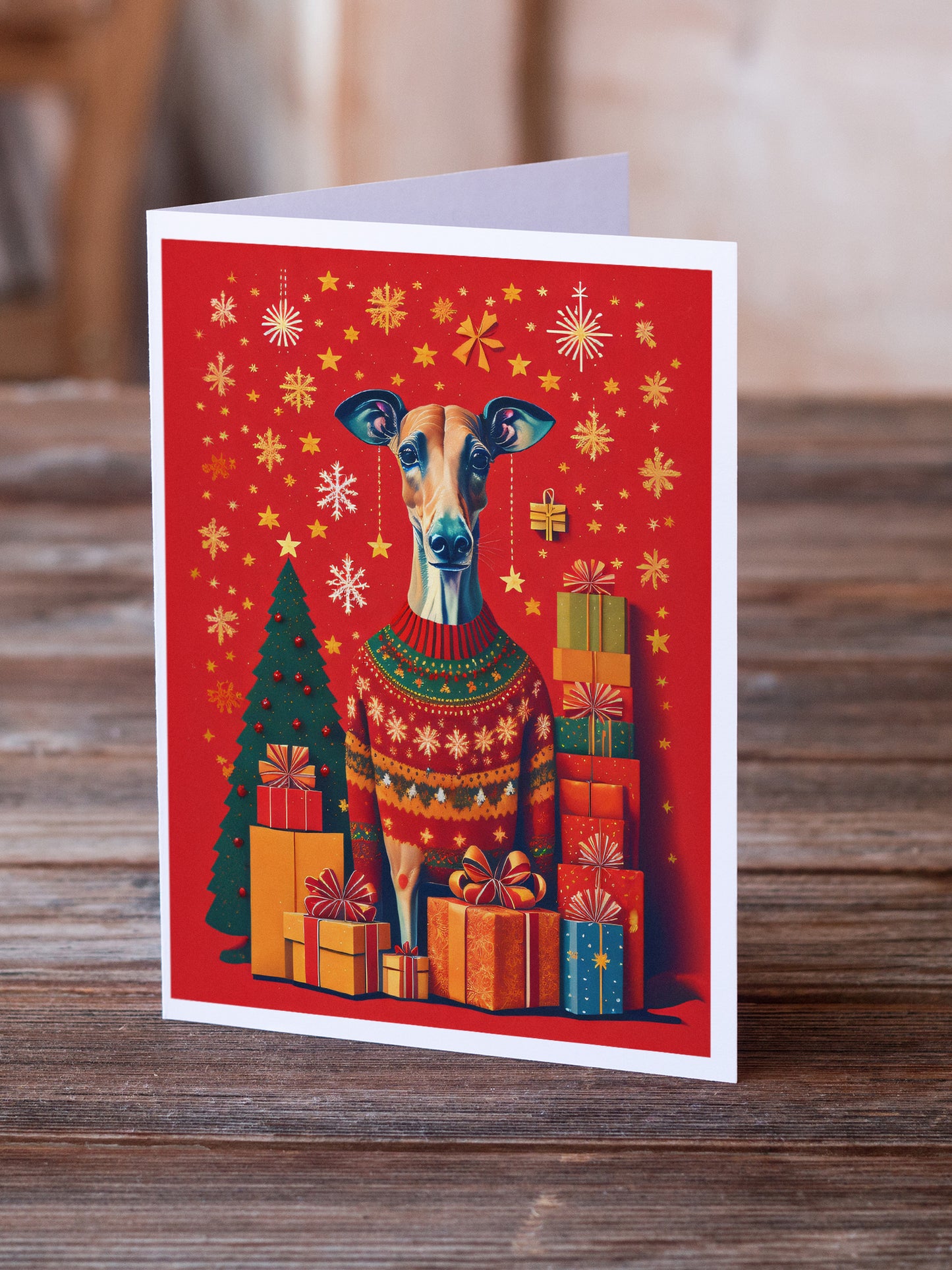 Greyhound Holiday Christmas Greeting Cards Pack of 8
