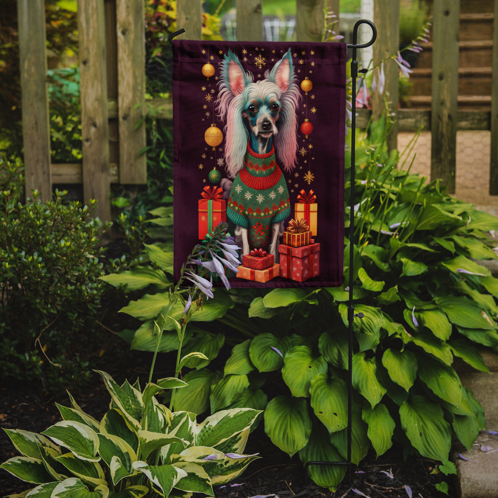 Chinese Crested Holiday Christmas Garden Flag