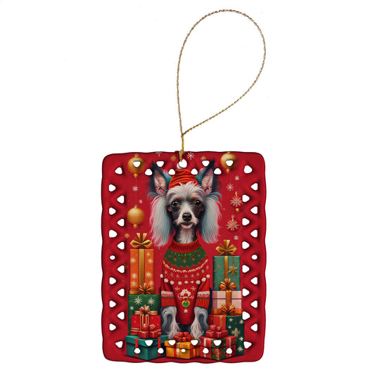 Buy this Chinese Crested Holiday Christmas Porcelain Ornament