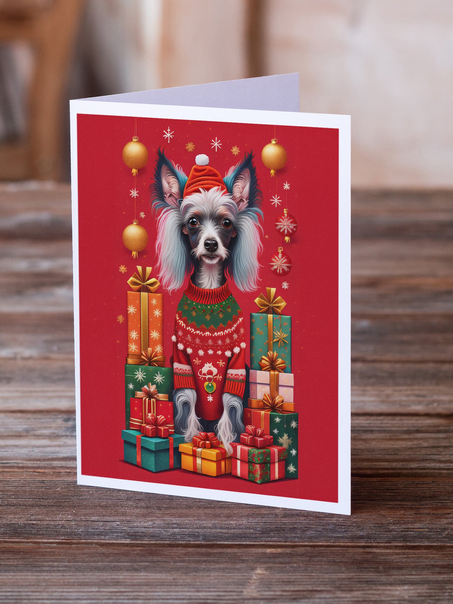 Chinese Crested Holiday Christmas Greeting Cards Pack of 8