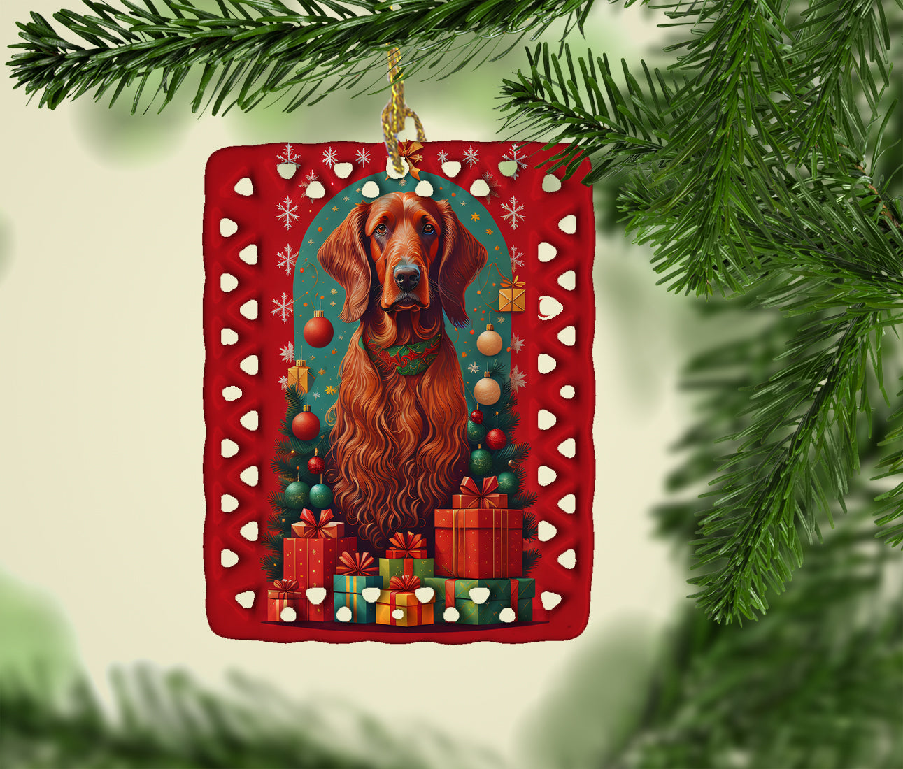 Irish Setter Holiday Christmas Porcelain Ornament