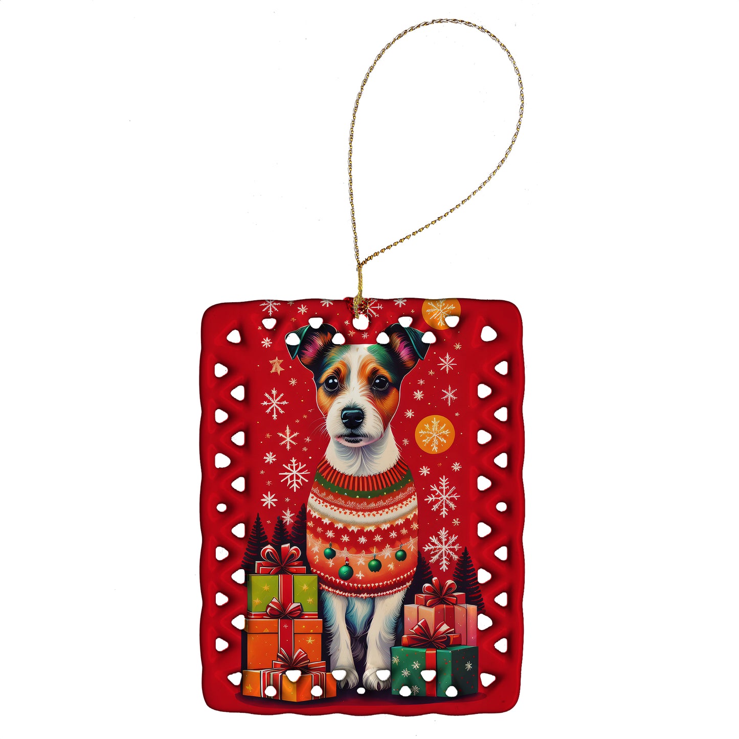 Buy this Jack Russell Terrier Holiday Christmas Porcelain Ornament