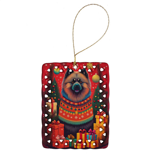 Buy this Keeshond Holiday Christmas Porcelain Ornament