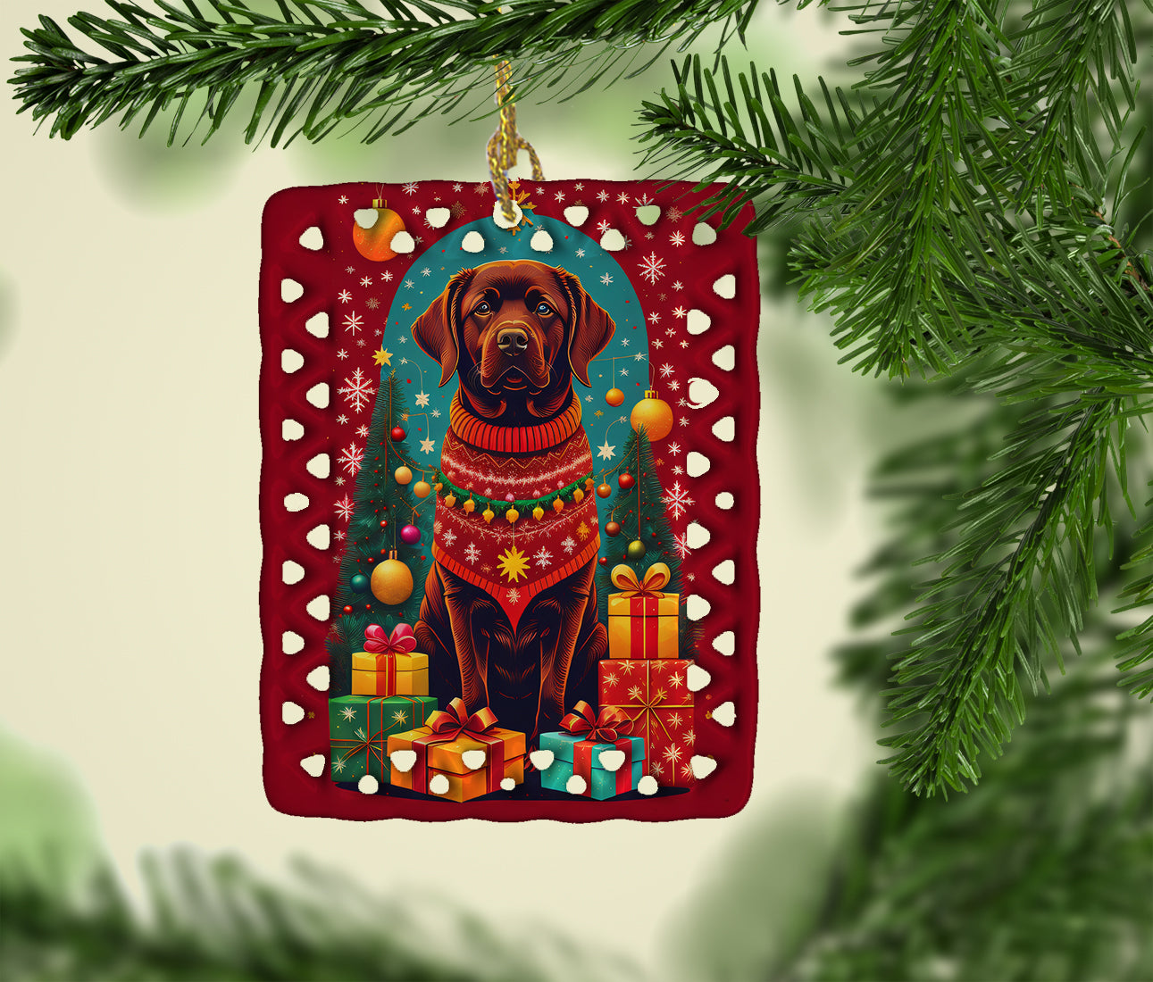 Labrador Retriever Holiday Christmas Porcelain Ornament