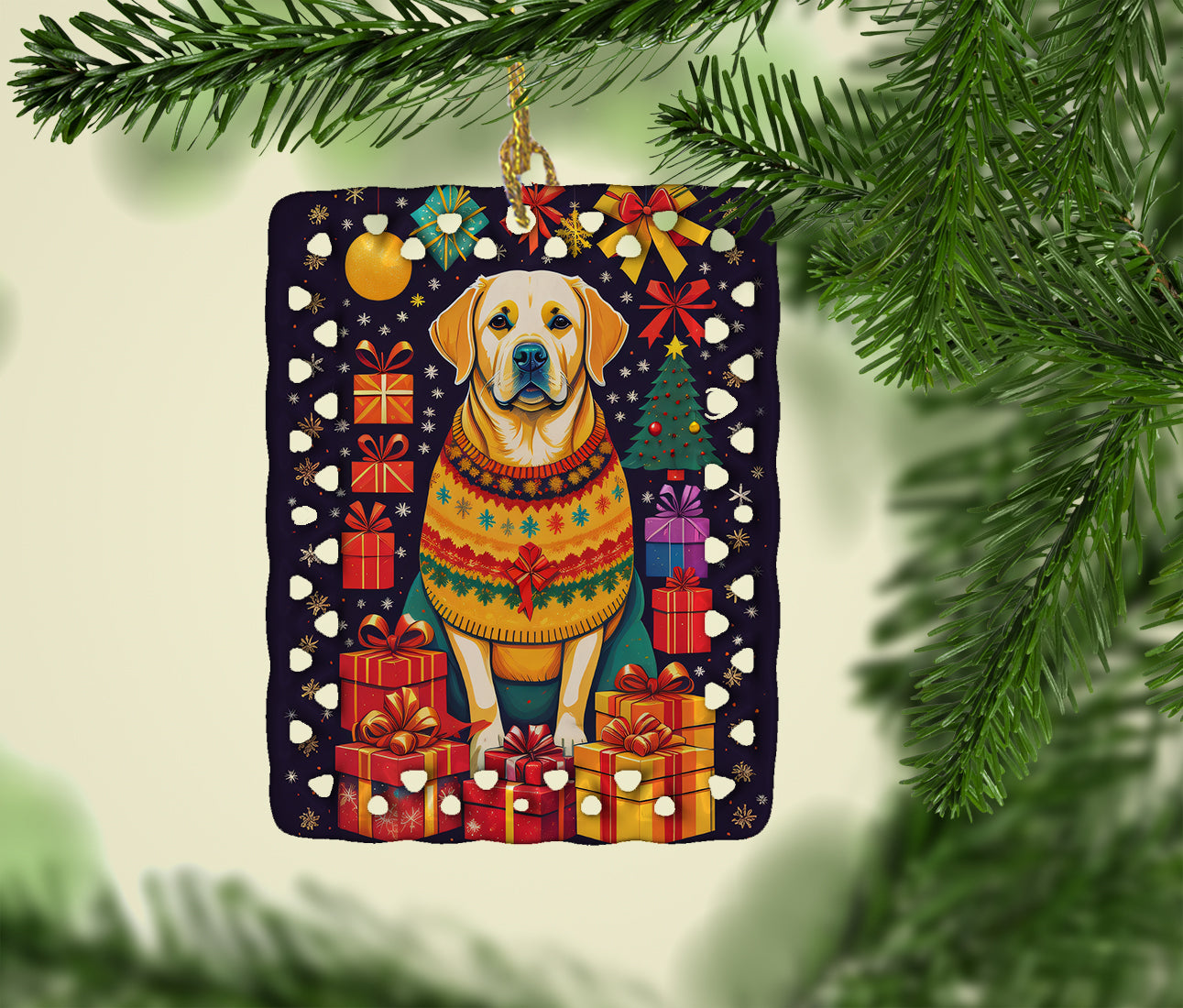 Labrador Retriever Holiday Christmas Porcelain Ornament