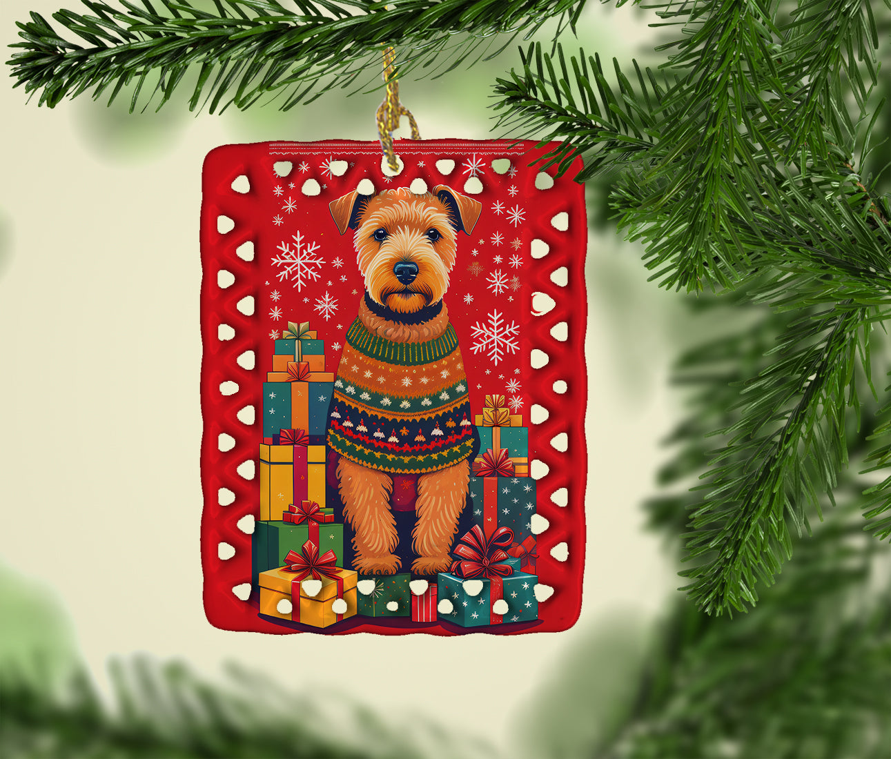 Lakeland Terrier Holiday Christmas Porcelain Ornament