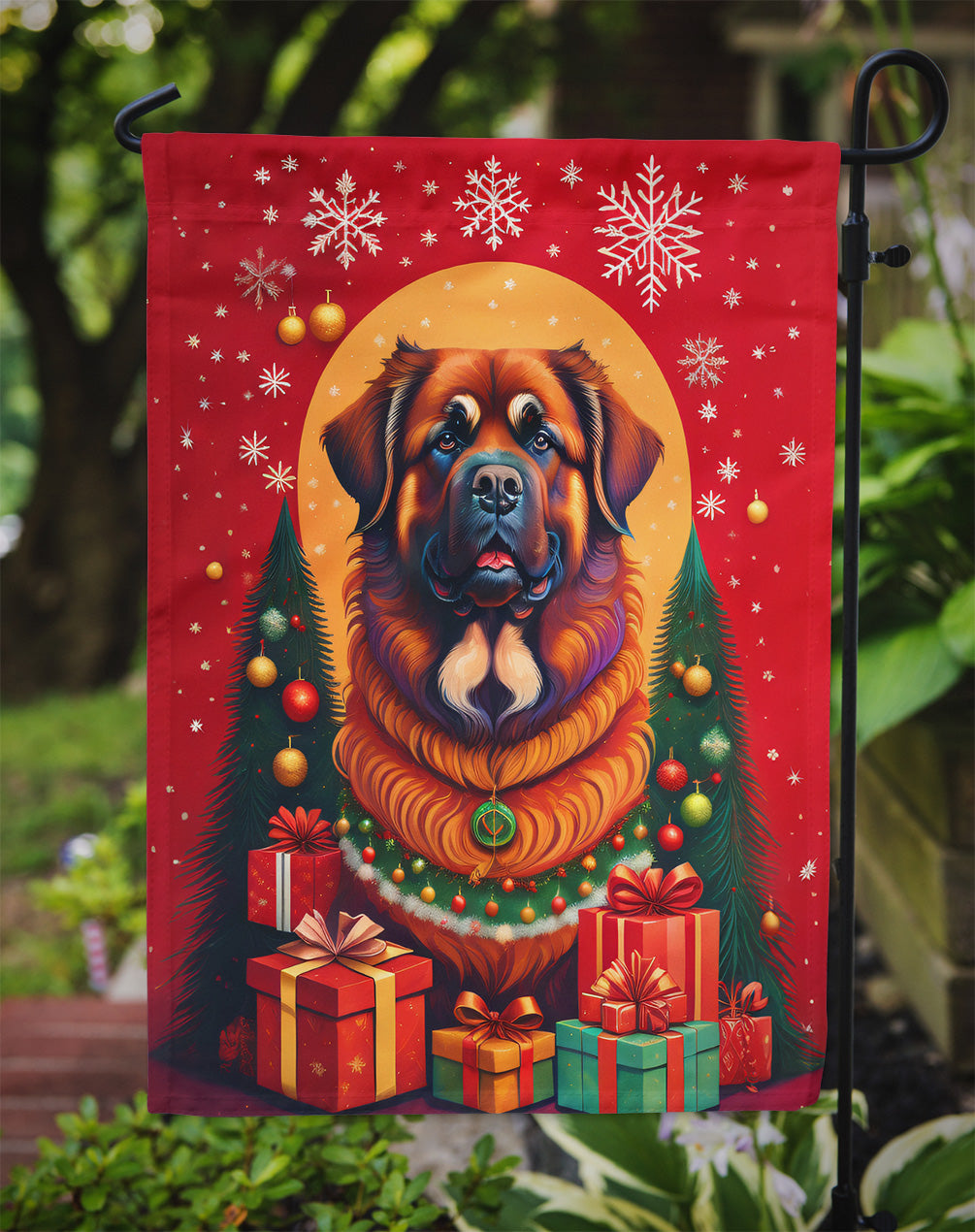 Leonberger Holiday Christmas Garden Flag