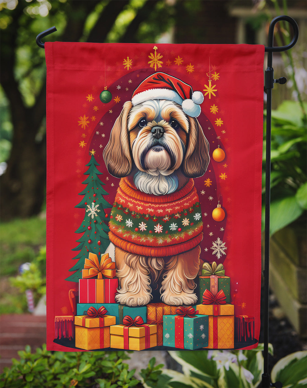 Lhasa Apso Holiday Christmas Garden Flag