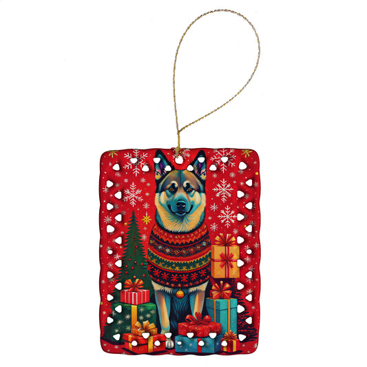 Buy this Norwegian Elkhound Holiday Christmas Porcelain Ornament