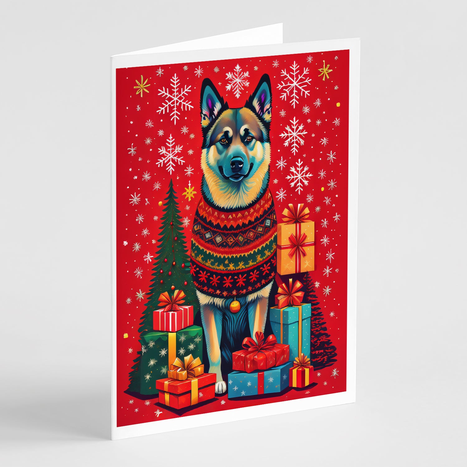 Buy this Norwegian Elkhound Holiday Christmas Greeting Cards Pack of 8