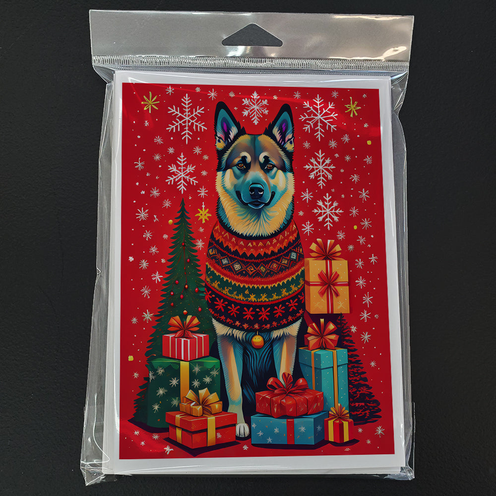 Norwegian Elkhound Holiday Christmas Greeting Cards Pack of 8