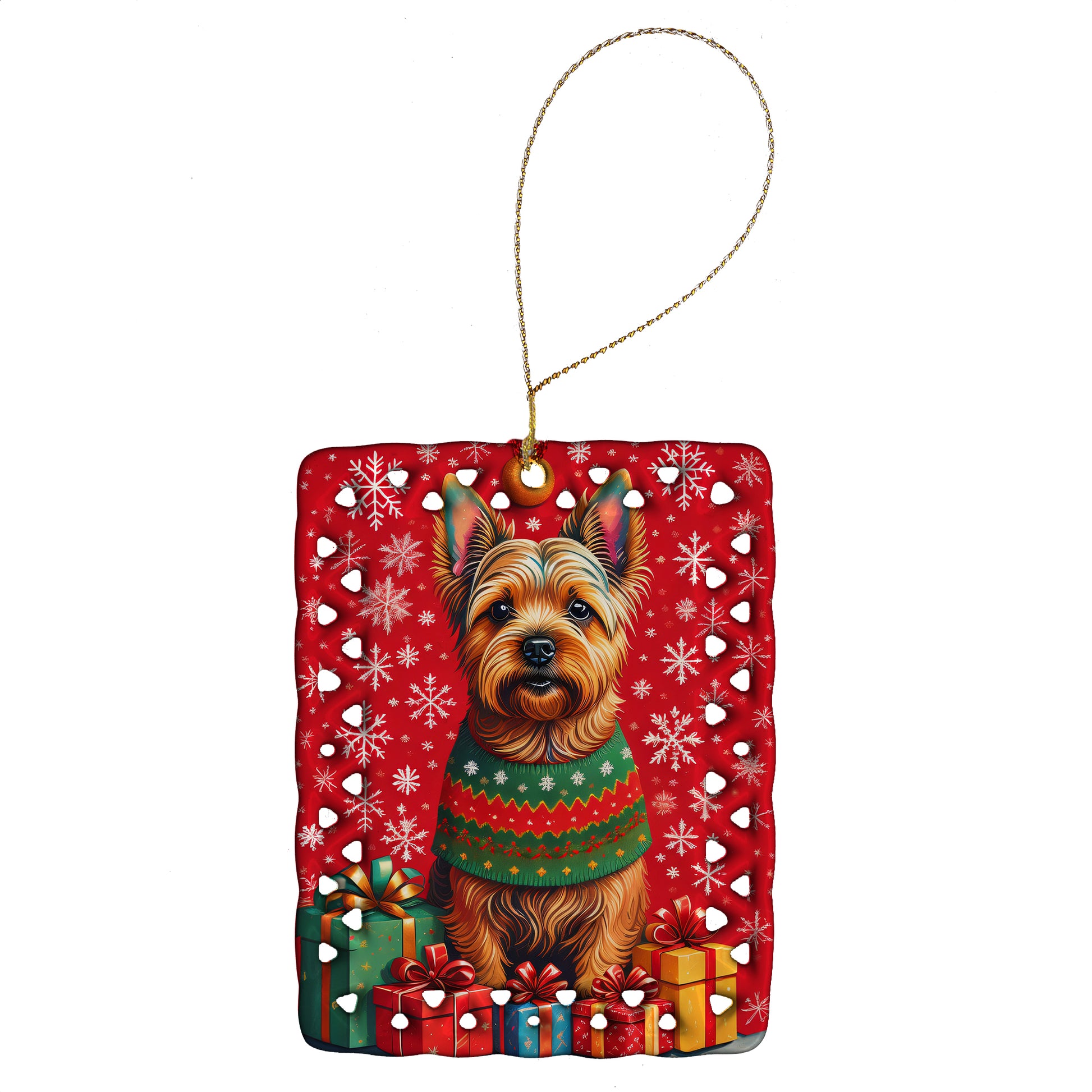 Buy this Norwich Terrier Holiday Christmas Porcelain Ornament