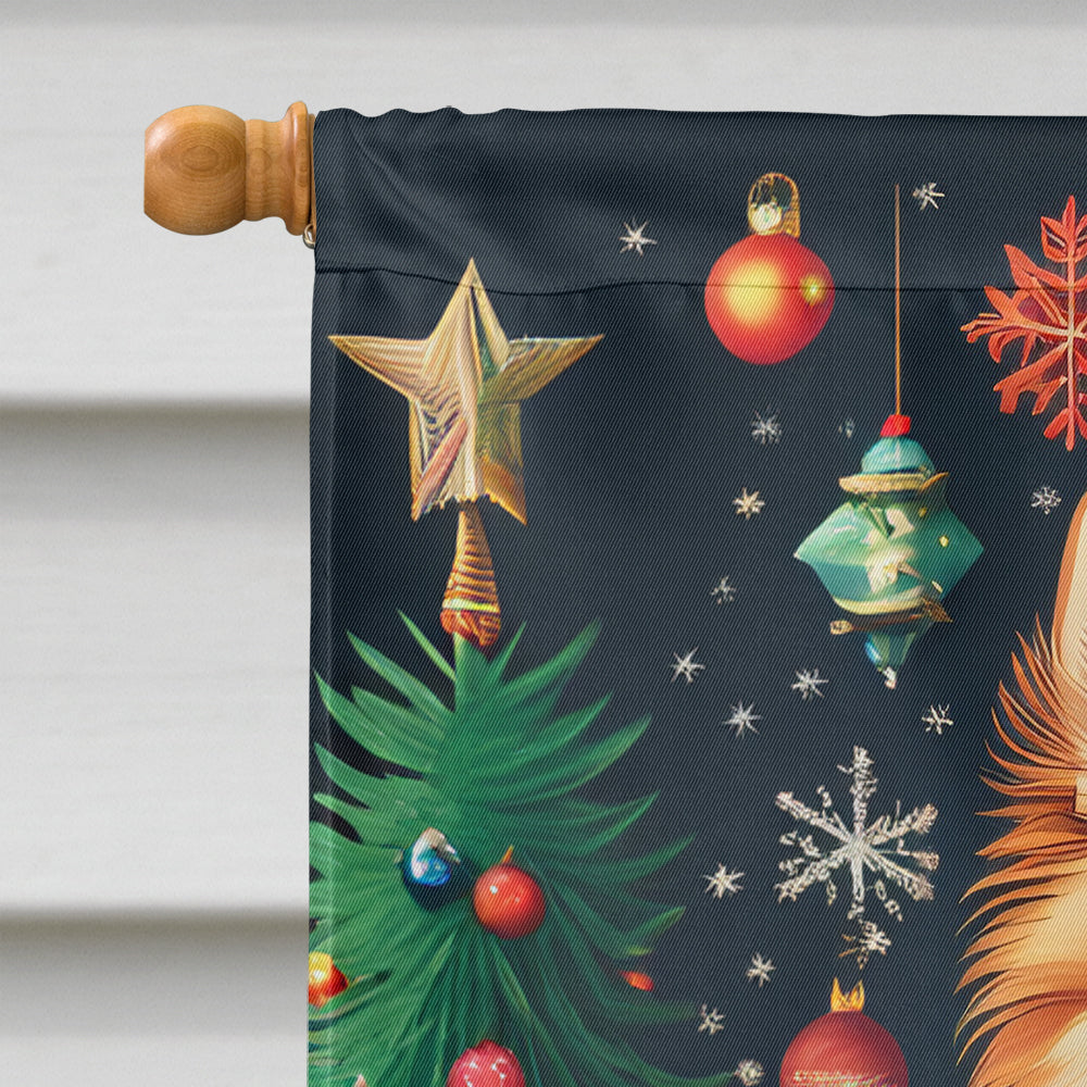 Pomeranian Holiday Christmas House Flag