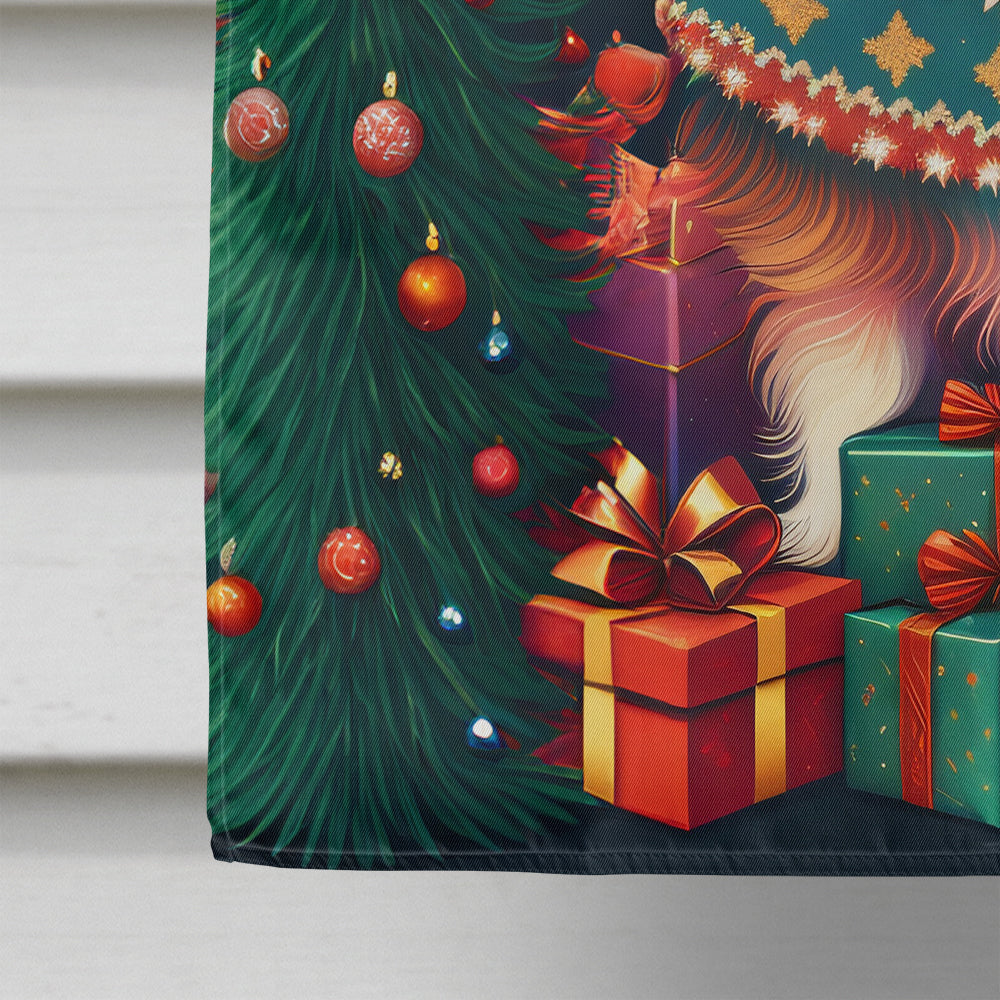 Pomeranian Holiday Christmas House Flag