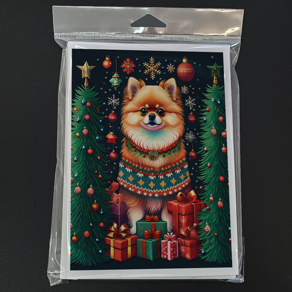 Pomeranian Holiday Christmas Greeting Cards Pack of 8