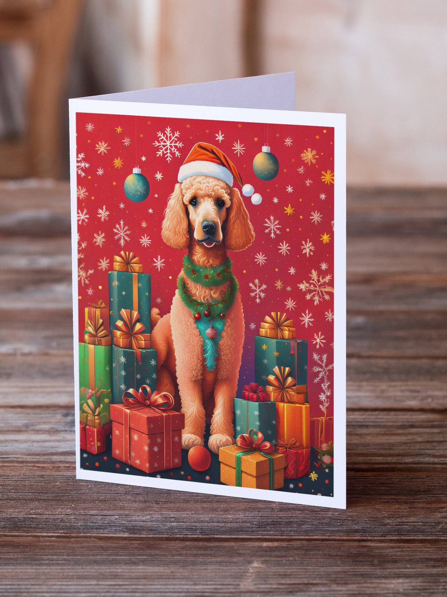 Poodle Holiday Christmas Greeting Cards Pack of 8