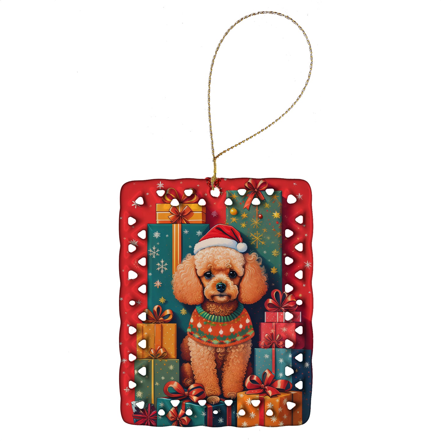 Buy this Poodle Holiday Christmas Porcelain Ornament