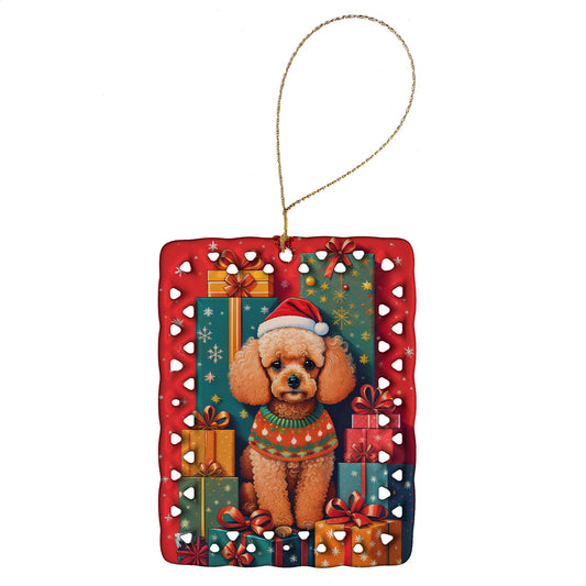 Buy this Poodle Holiday Christmas Porcelain Ornament