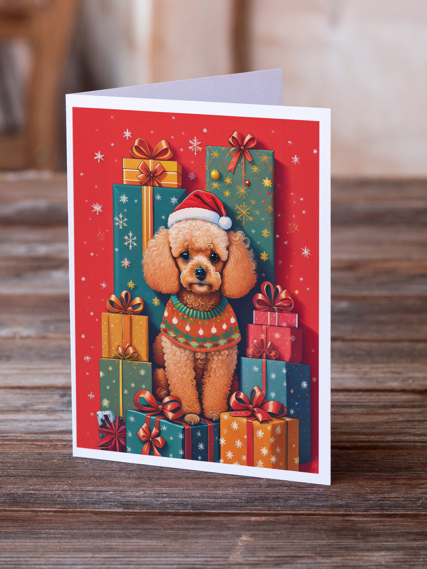 Poodle Holiday Christmas Greeting Cards Pack of 8