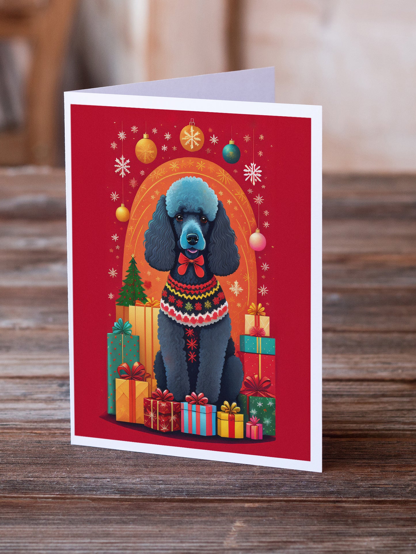 Poodle Holiday Christmas Greeting Cards Pack of 8