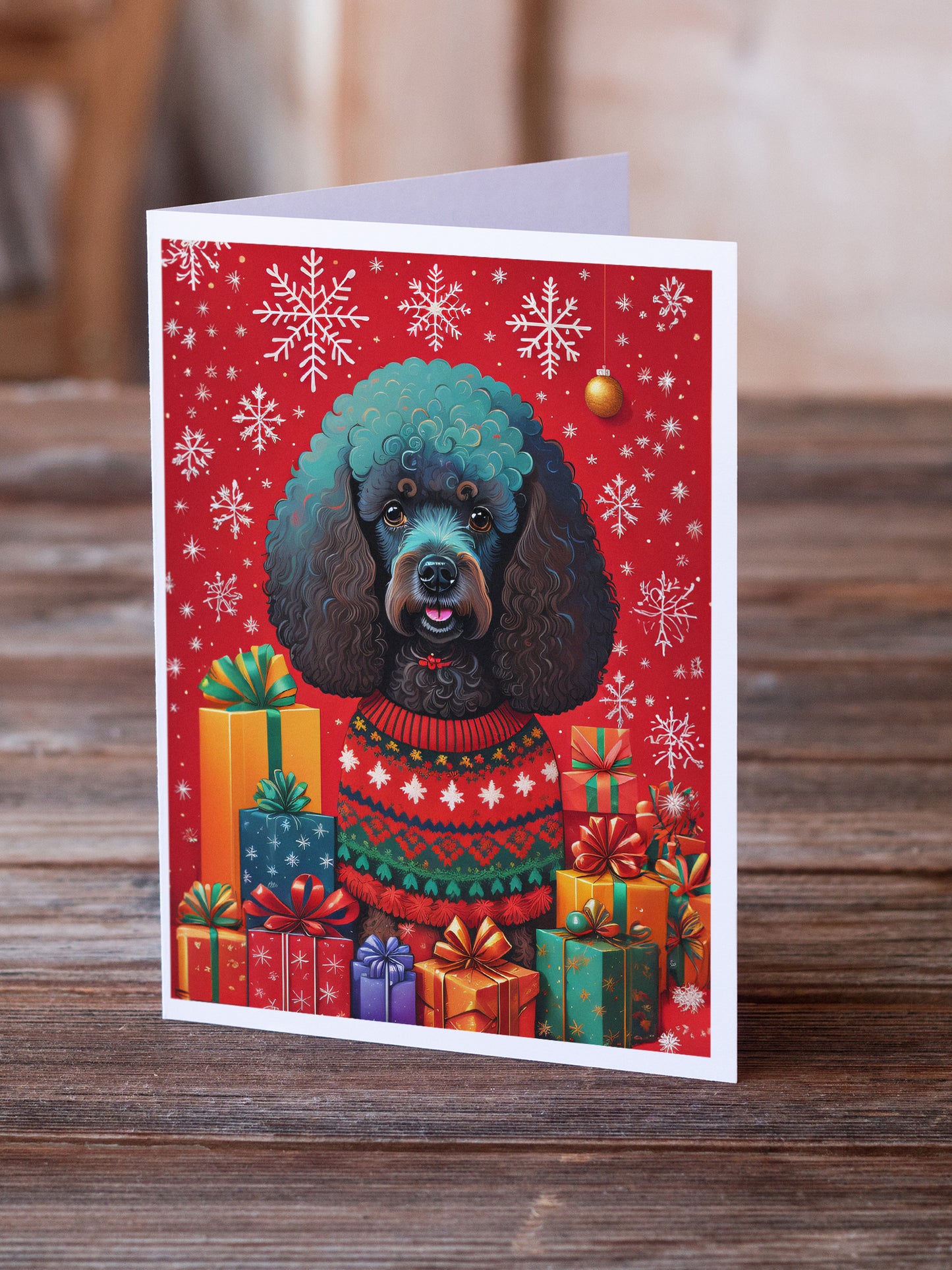 Poodle Holiday Christmas Greeting Cards Pack of 8