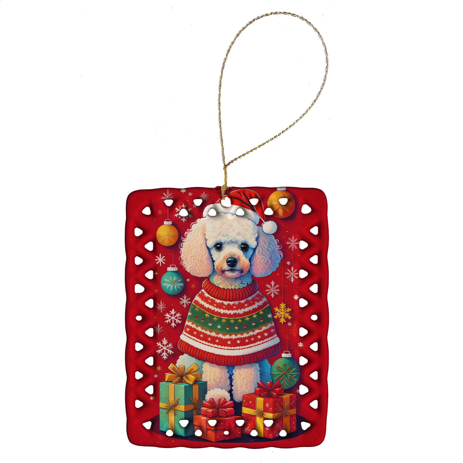 Buy this Poodle Holiday Christmas Porcelain Ornament