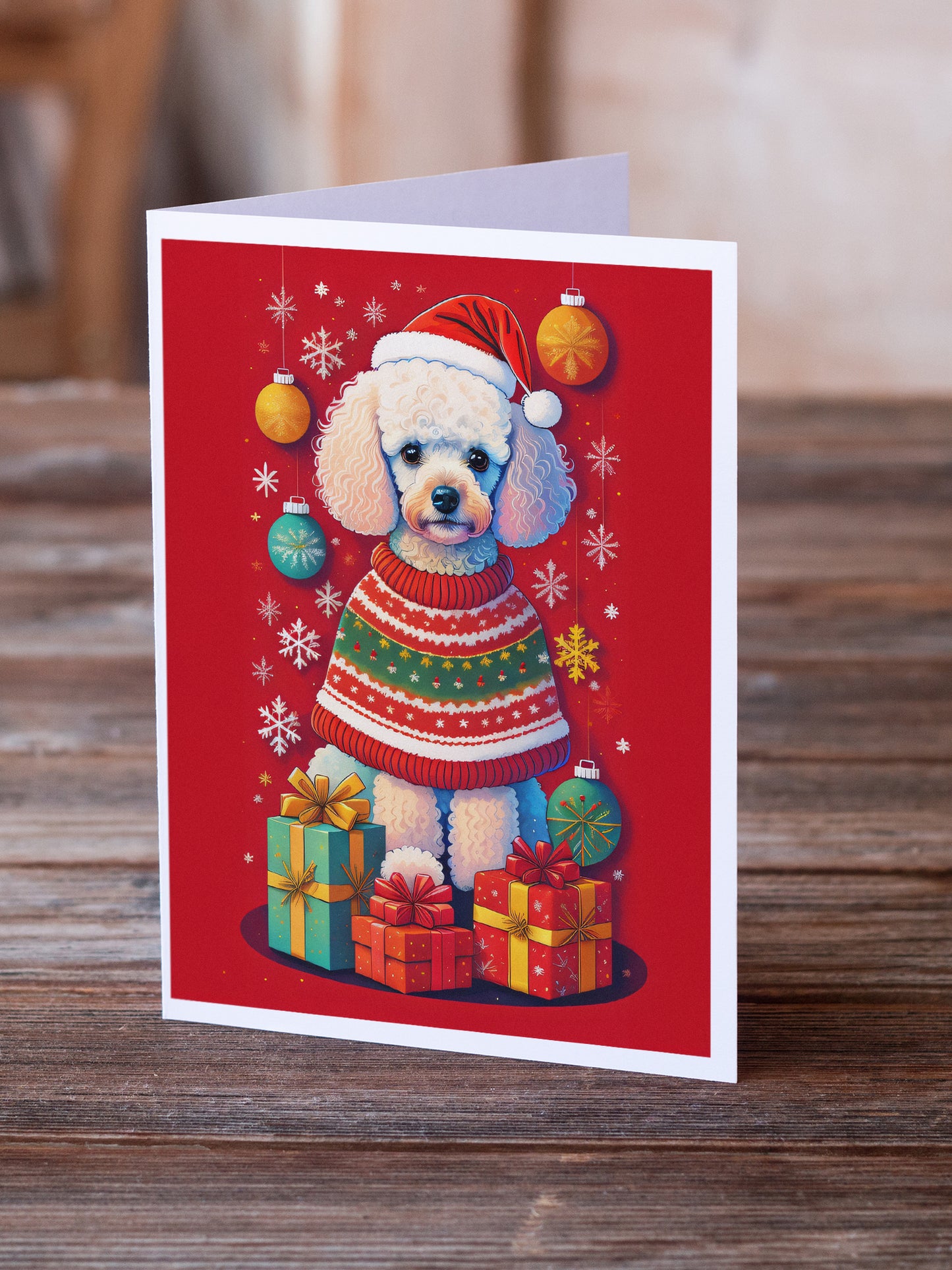 Poodle Holiday Christmas Greeting Cards Pack of 8