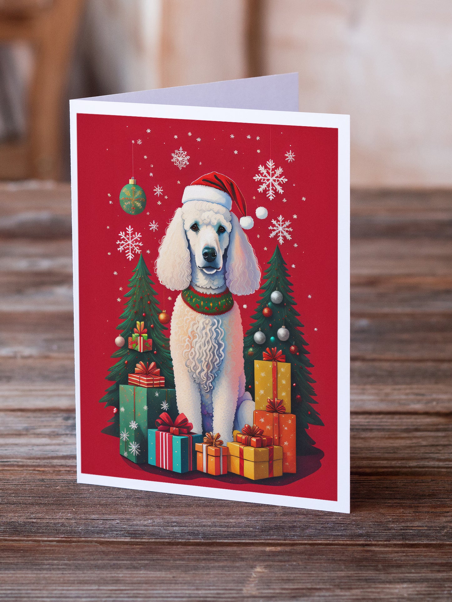 Poodle Holiday Christmas Greeting Cards Pack of 8