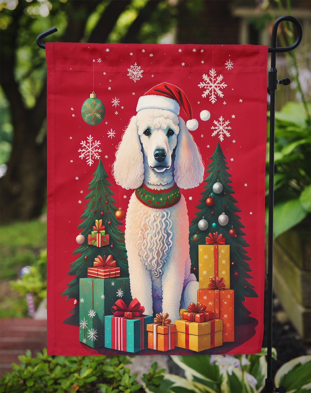 Poodle Holiday Christmas Garden Flag