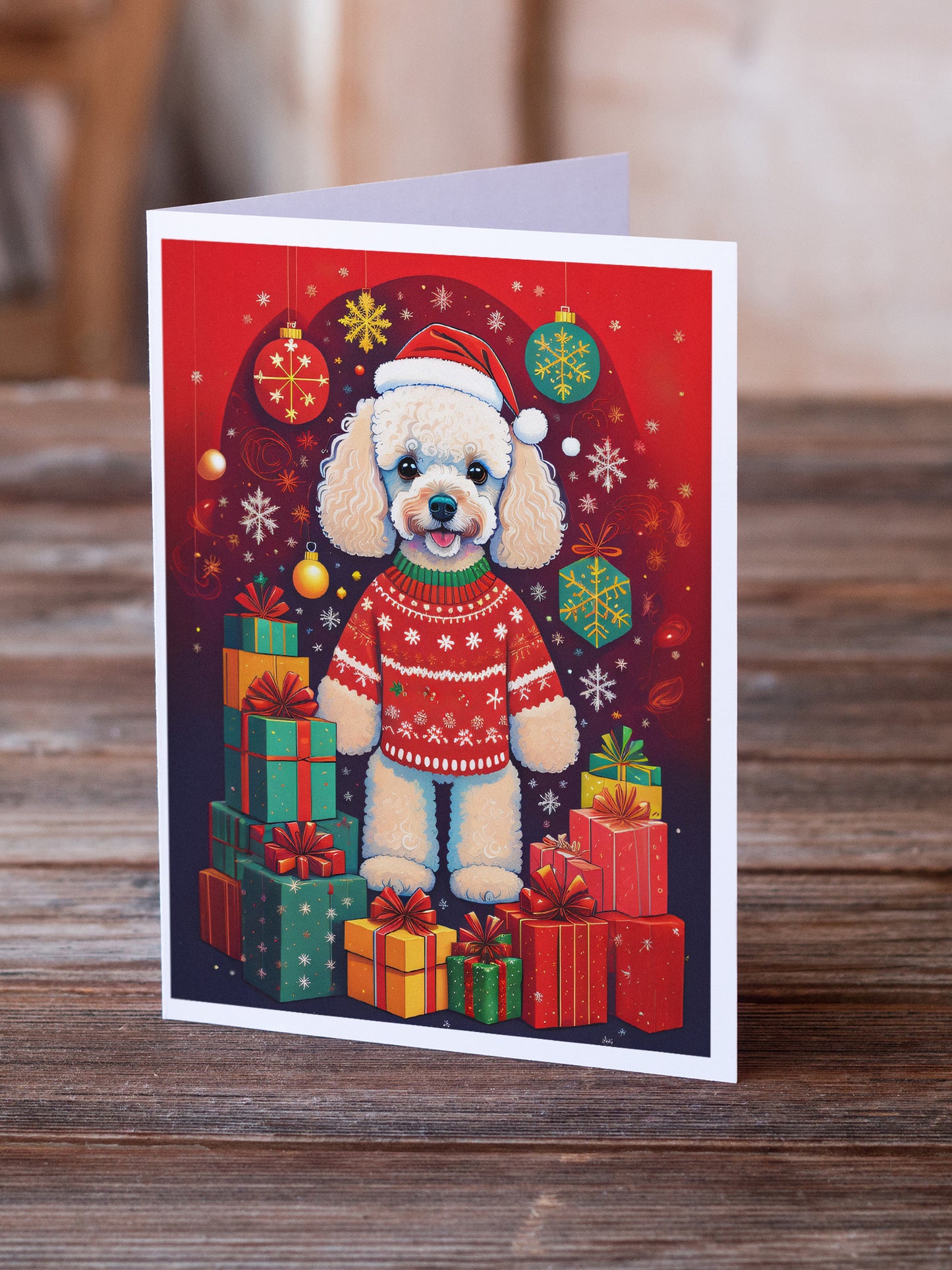 Poodle Holiday Christmas Greeting Cards Pack of 8