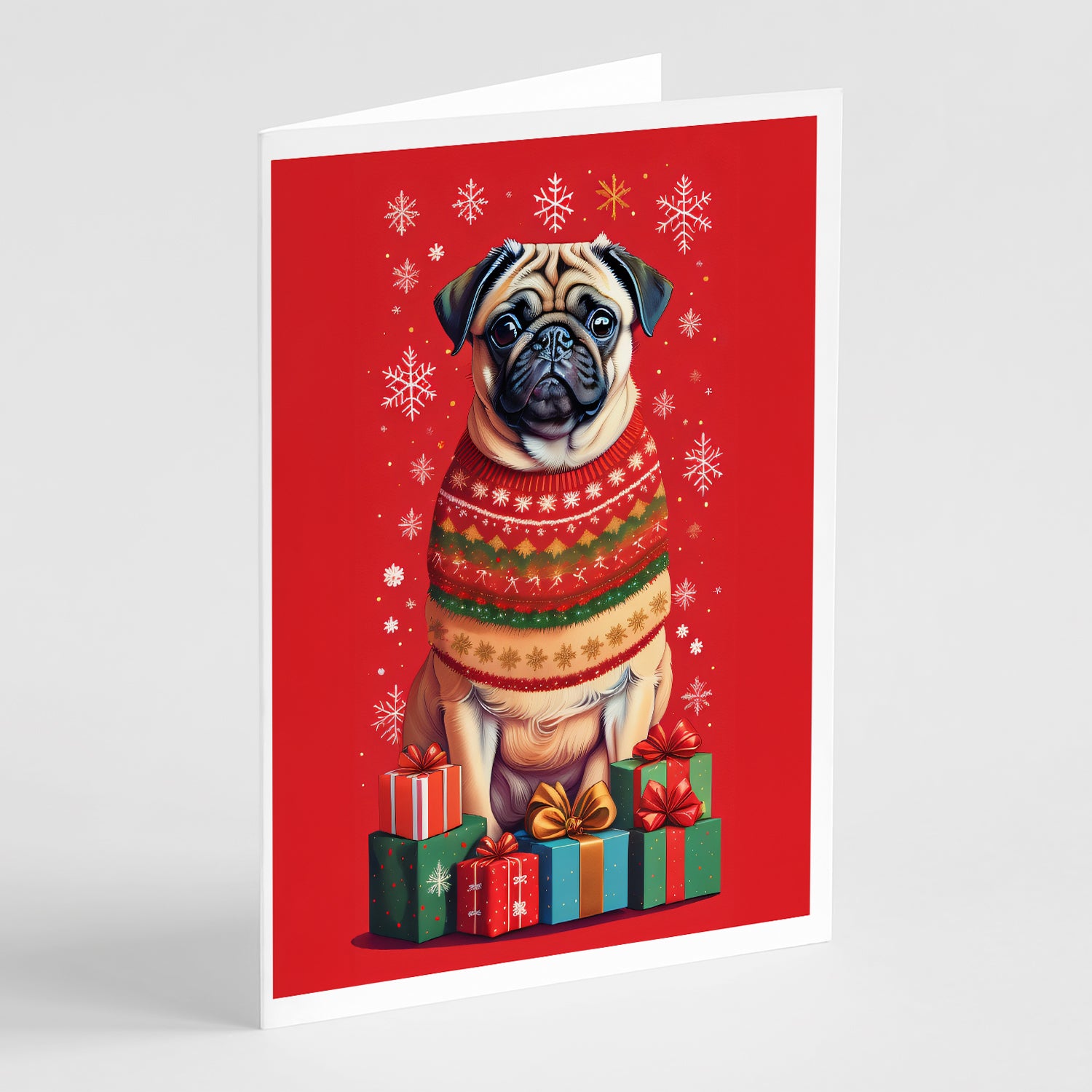 Buy this Fawn Pug Holiday Christmas Greeting Cards Pack of 8