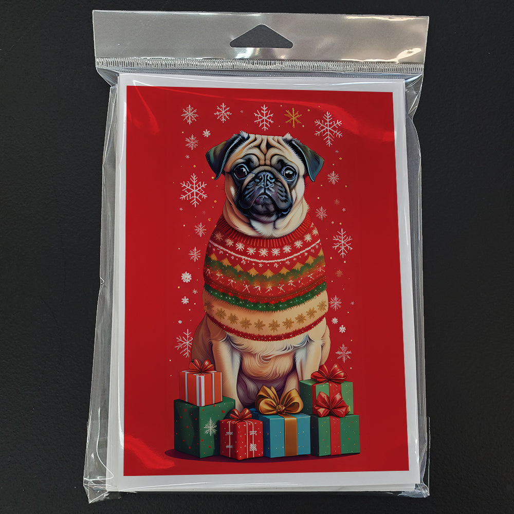 Fawn Pug Holiday Christmas Greeting Cards Pack of 8