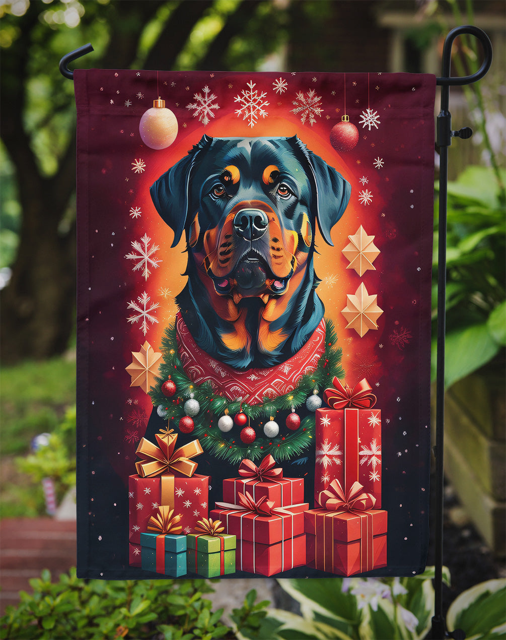 Rottweiler Holiday Christmas Garden Flag