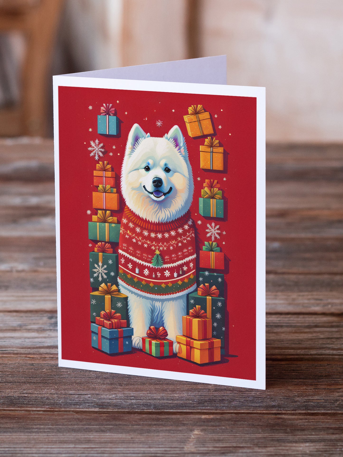 Samoyed Holiday Christmas Greeting Cards Pack of 8