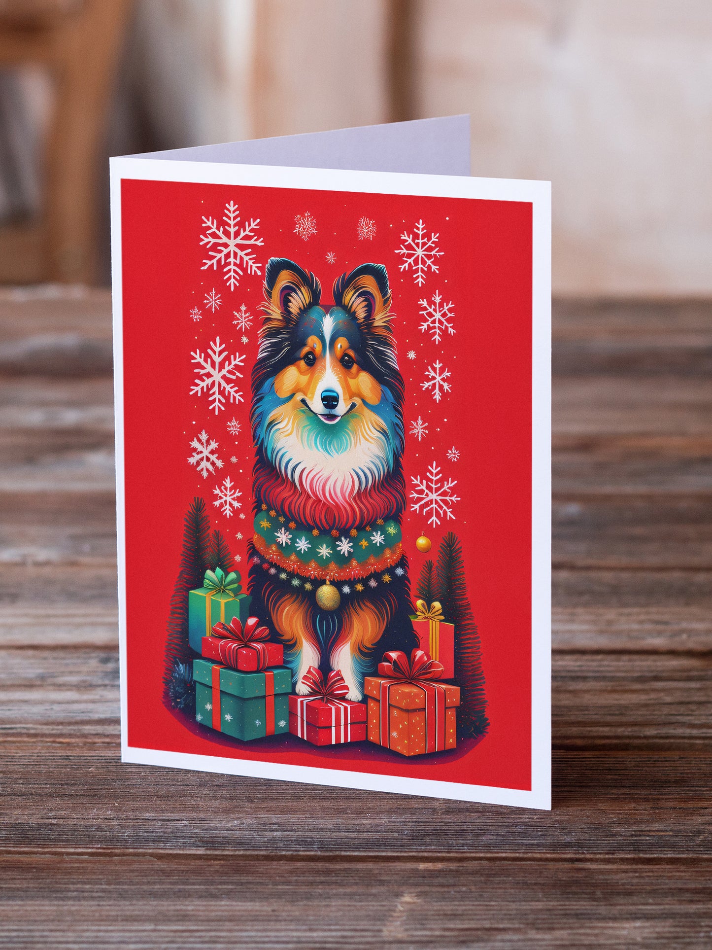 Sheltie Holiday Christmas Greeting Cards Pack of 8