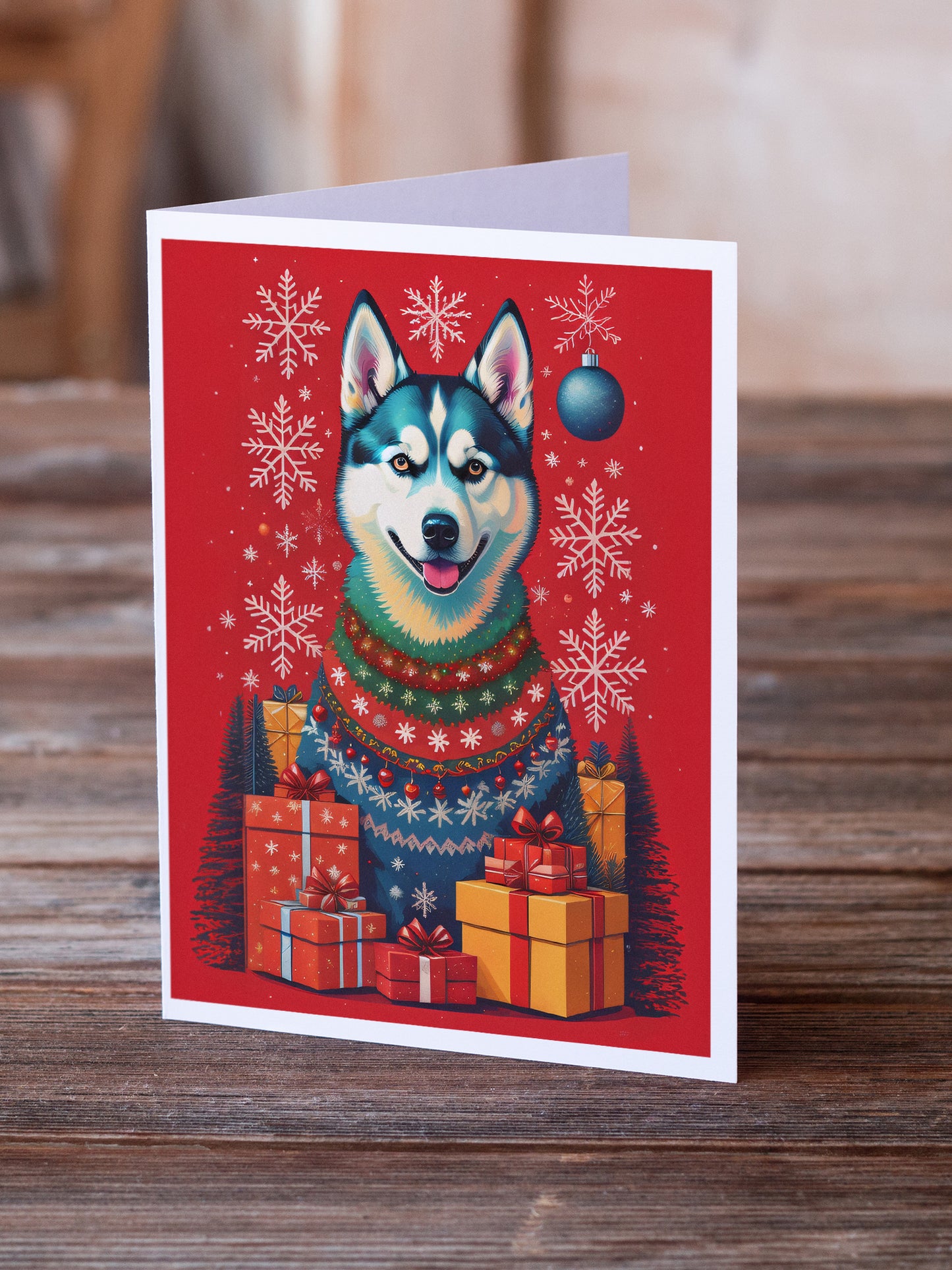 Siberian Husky Holiday Christmas Greeting Cards Pack of 8