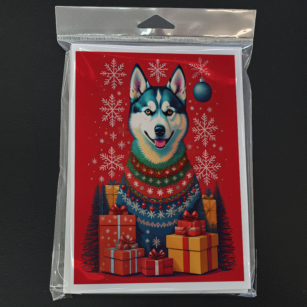 Siberian Husky Holiday Christmas Greeting Cards Pack of 8