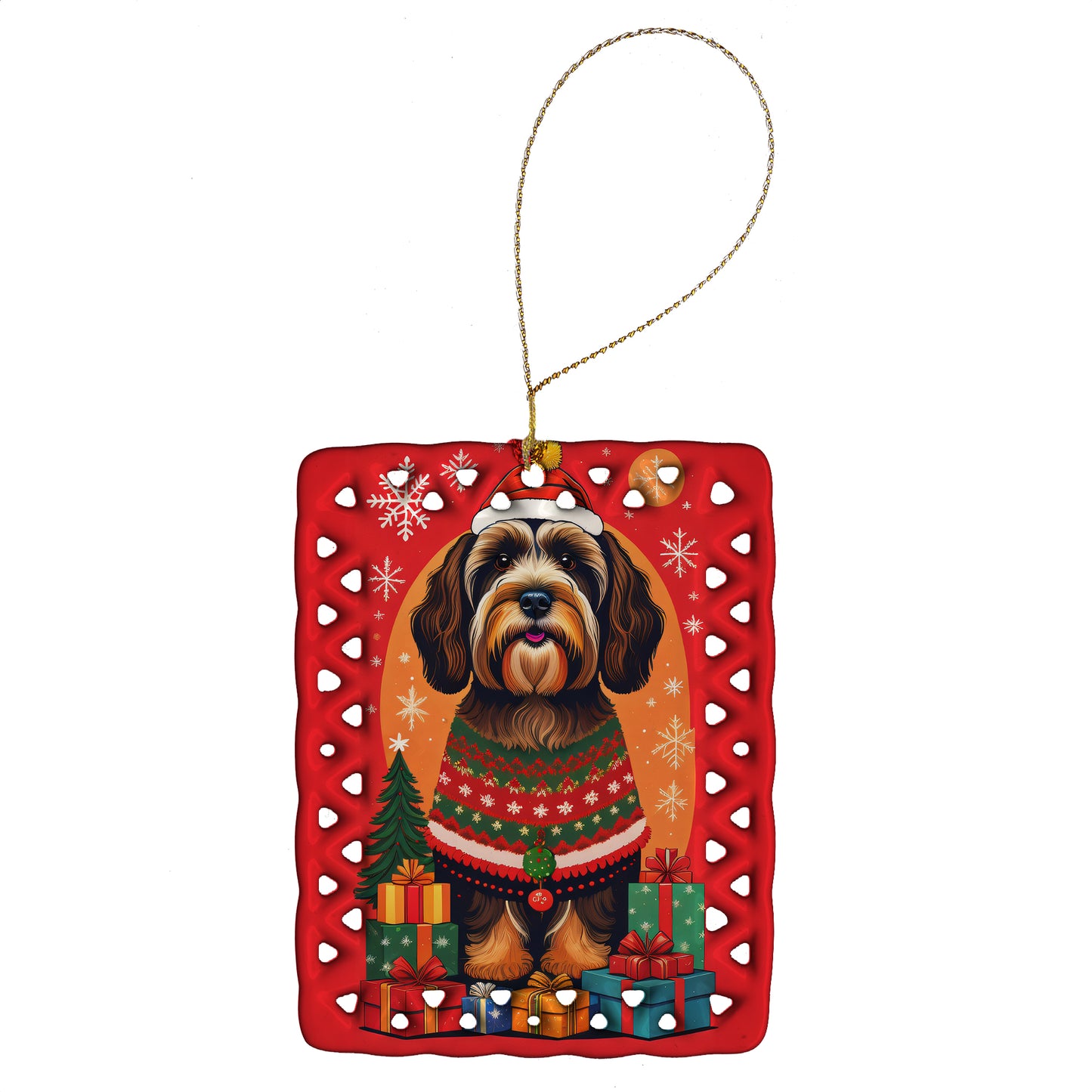 Buy this Tibetan Terrier Holiday Christmas Porcelain Ornament