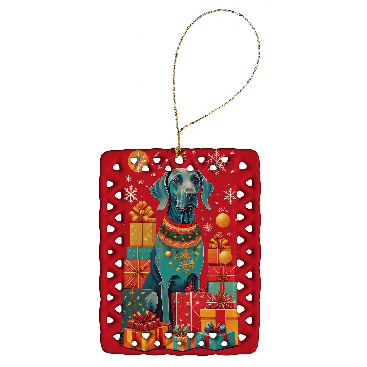 Buy this Weimaraner Holiday Christmas Porcelain Ornament