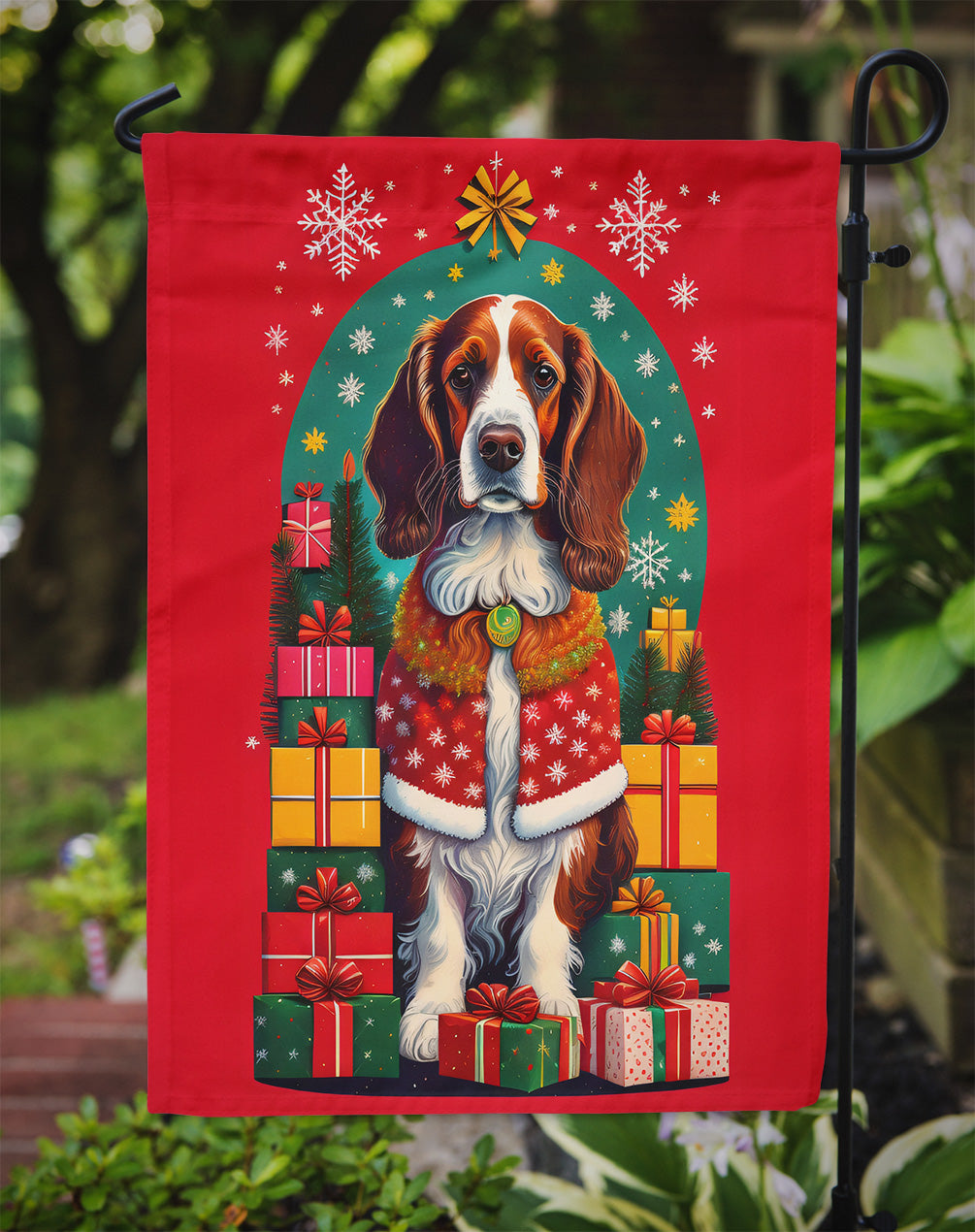 Welsh Springer Spaniel Holiday Christmas Garden Flag