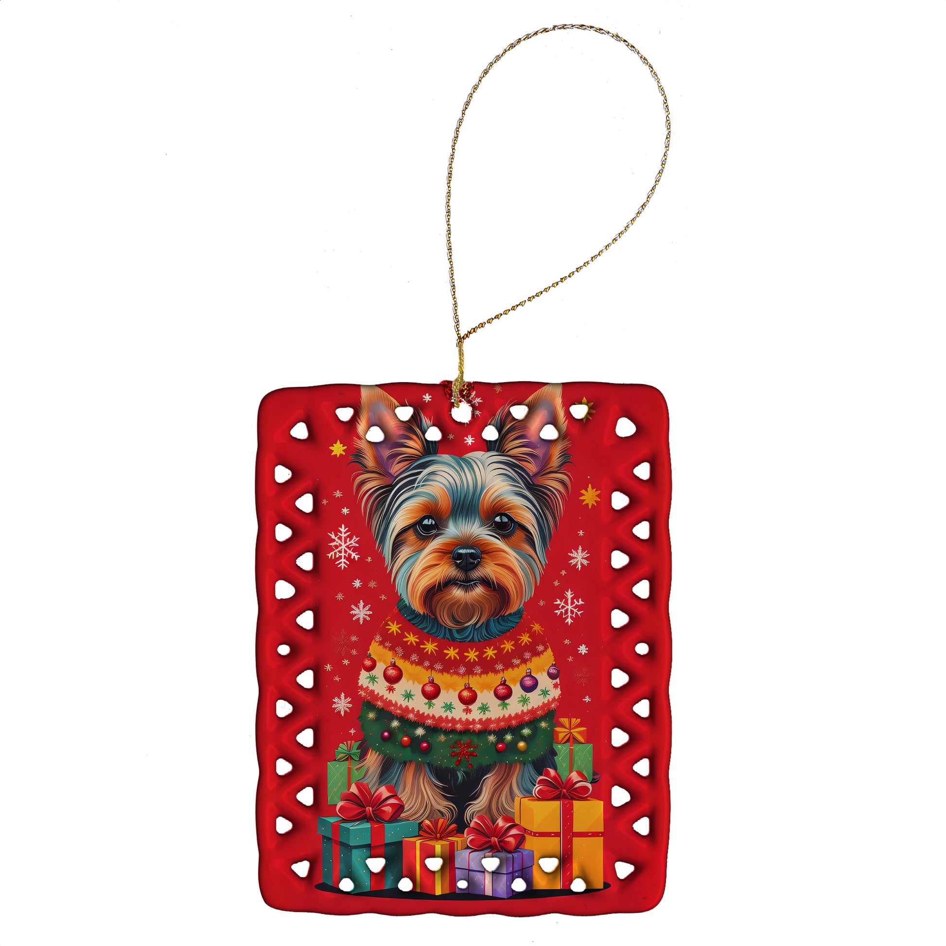 Buy this Yorkshire Terrier  Holiday Christmas Porcelain Ornament