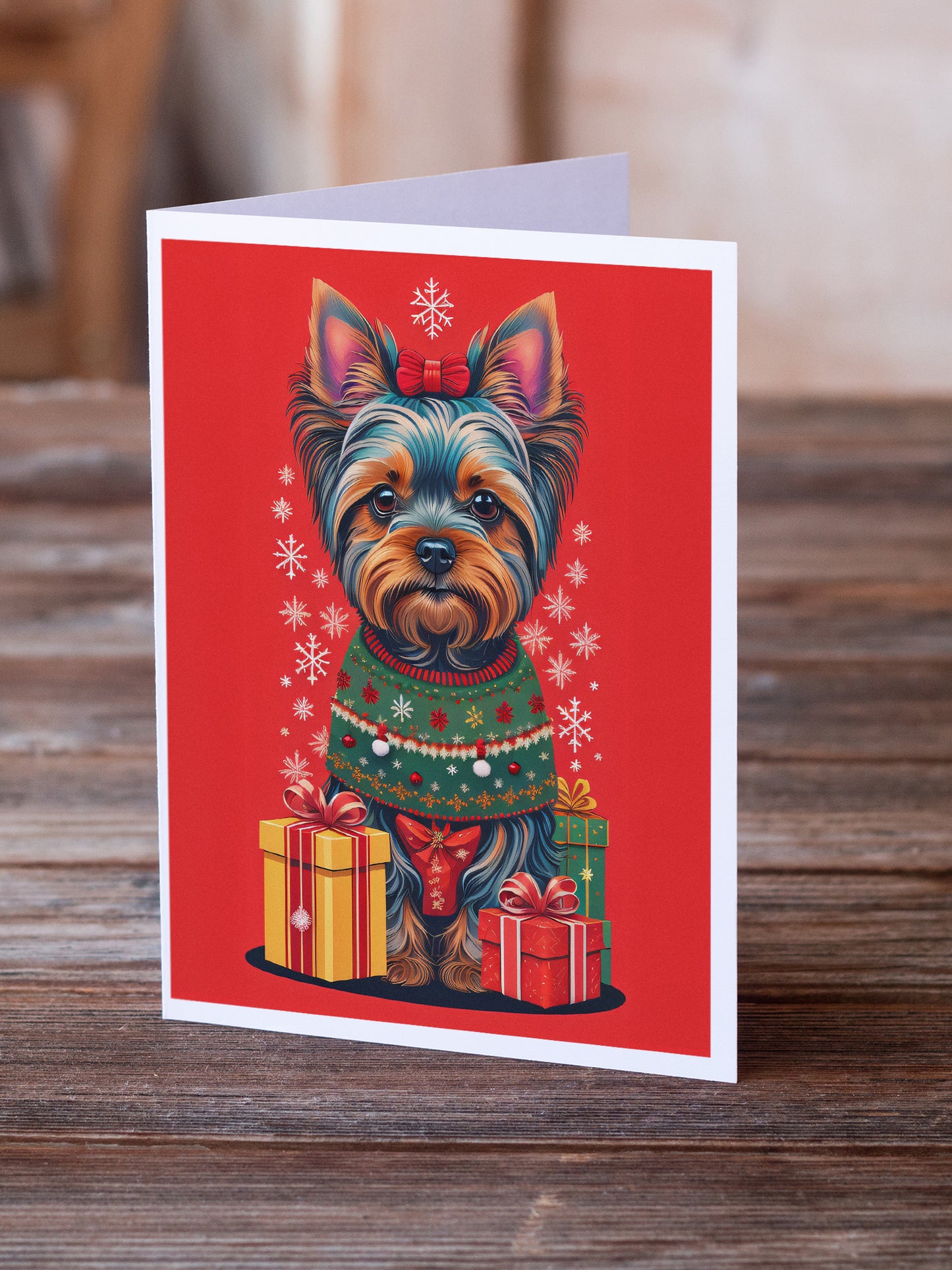 Yorkshire Terrier  Holiday Christmas Greeting Cards Pack of 8