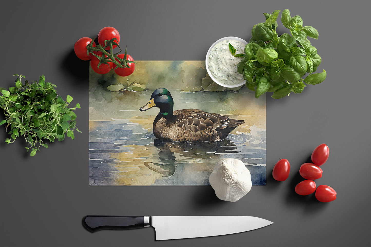 American Black Duck Glass Cutting Board