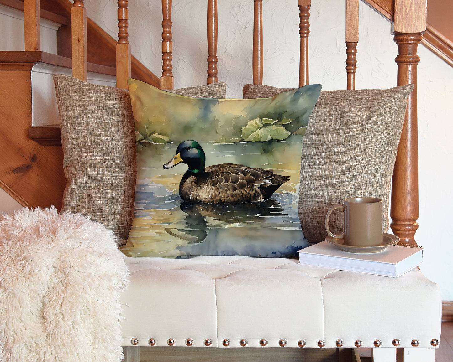 American Black Duck Throw Pillow